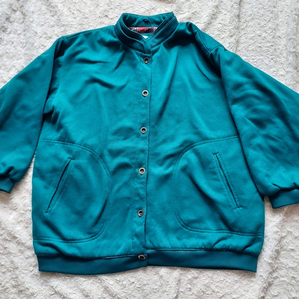 Teal Warm Cozy Flannel Lined Chore Barn Jacket Petite Outdoor Fall Y2K Cabincore